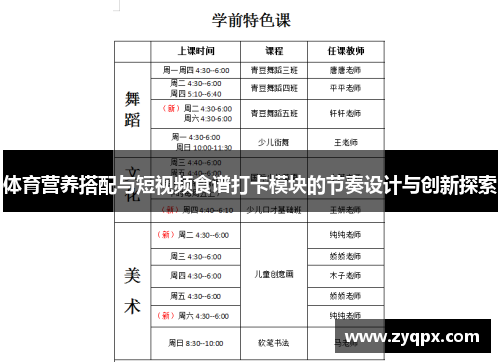 体育营养搭配与短视频食谱打卡模块的节奏设计与创新探索